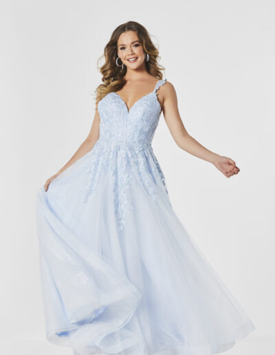 blue Prom dress princess lace glitter tulle