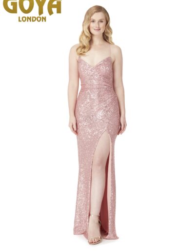 Strappy low back sequin Prom dress