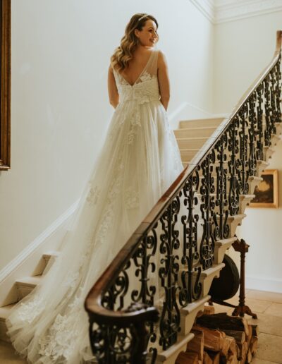 wedding dress beaded v-neck ballgown full-skirt tulle lace