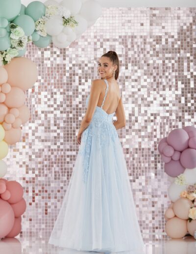 princess prom dress lace glitter lace tulle blue