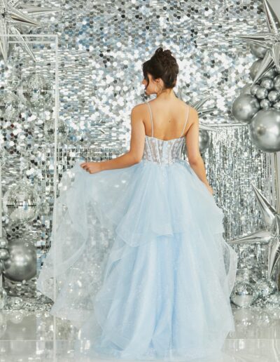 prom dress beaded glitter layered skirt tulle crinoline-hem