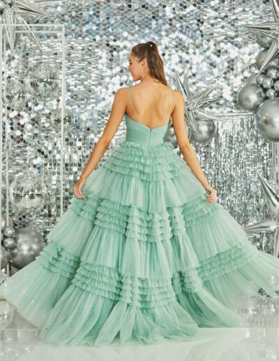 prom dress pleated glitter layered skirt tulle