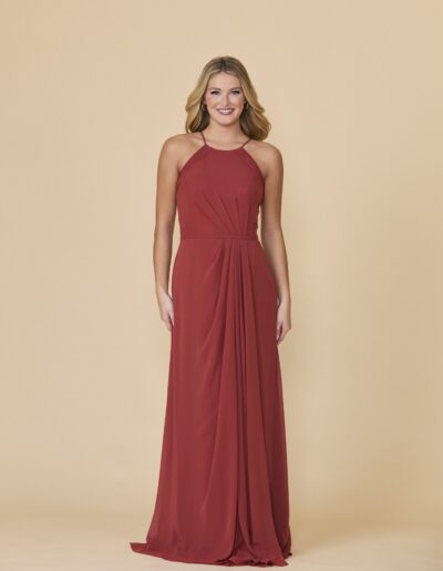 chiffon halterneck bridesmaid dress