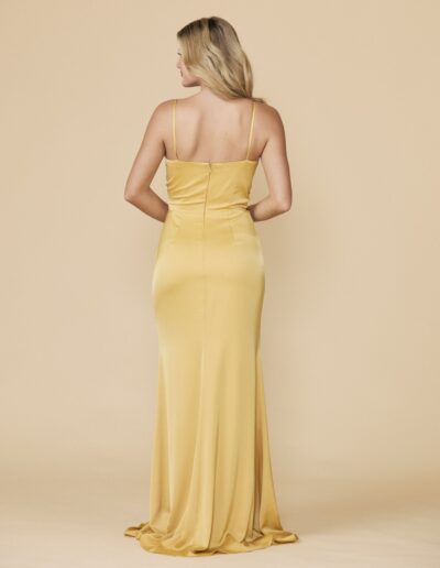 satin v-neck bridesmaid dress