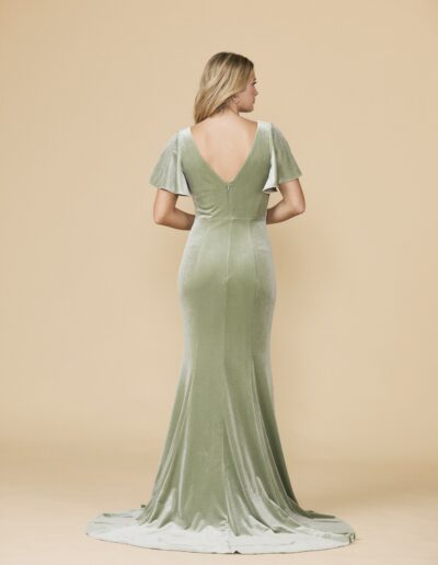 velvet v-neck bridesmaid dress sleeve