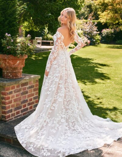 lace ballgown wedding dress off-shoulder tulle