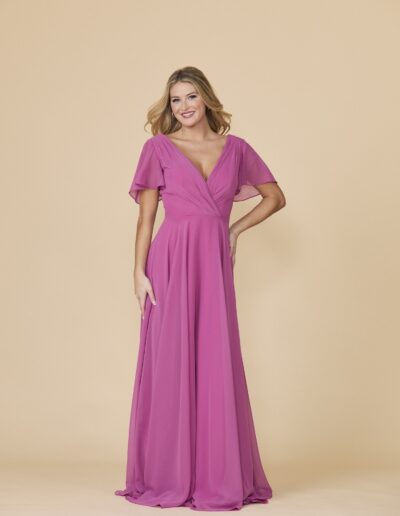 chiffon v-neck bridesmaid dress